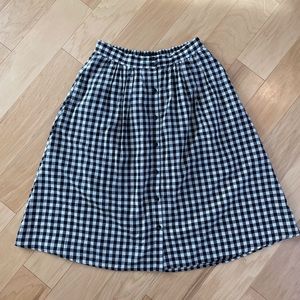 Button down midi skirt gingham print EUC